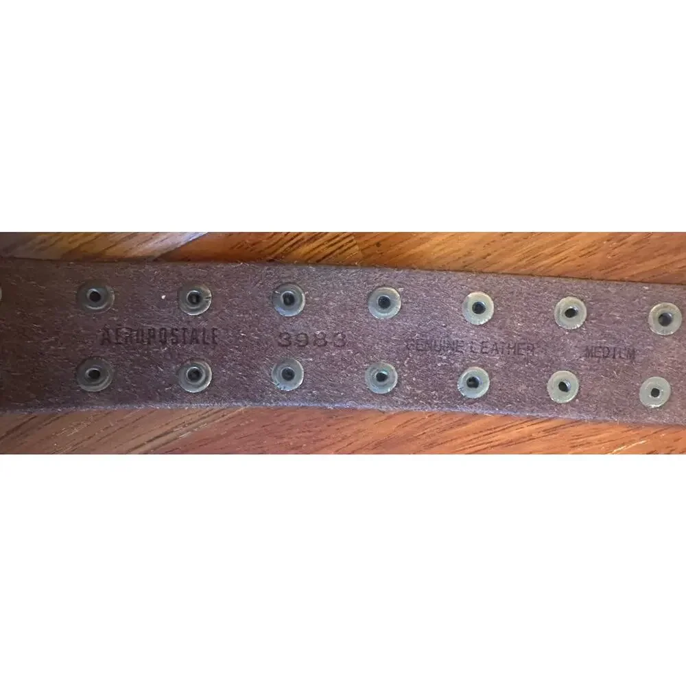 Aeropostale Studded Distressed Brown Leather Belt Unisex Size Medium Vintage EUC